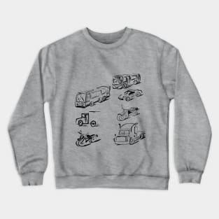 Cars. Trucks Buses Trams. Racing car. Motorcycles. Transport. Crewneck Sweatshirt